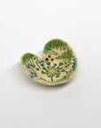 Pottery Dish Bowl - Heart Small Pressed Flowers