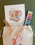 Meditative Art Workbook Gift Set with Watercolors & Brushes