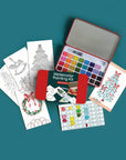Retro Christmas watercolor painting kit