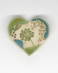Pottery Dish Bowl - Heart Large Pressed Flowers