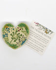 Pottery Dish Bowl - Heart Small Pressed Flowers