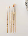 Watercolor paintbrush set of five wood brushes