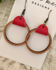 Wood Hoops - Dark Coral