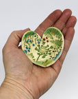 Pottery Dish Bowl - Heart Small Pressed Flowers