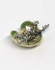 Pottery Dish Bowl - Heart Small Pressed Flowers