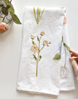 Garden flowers cotton flour sack tea towel