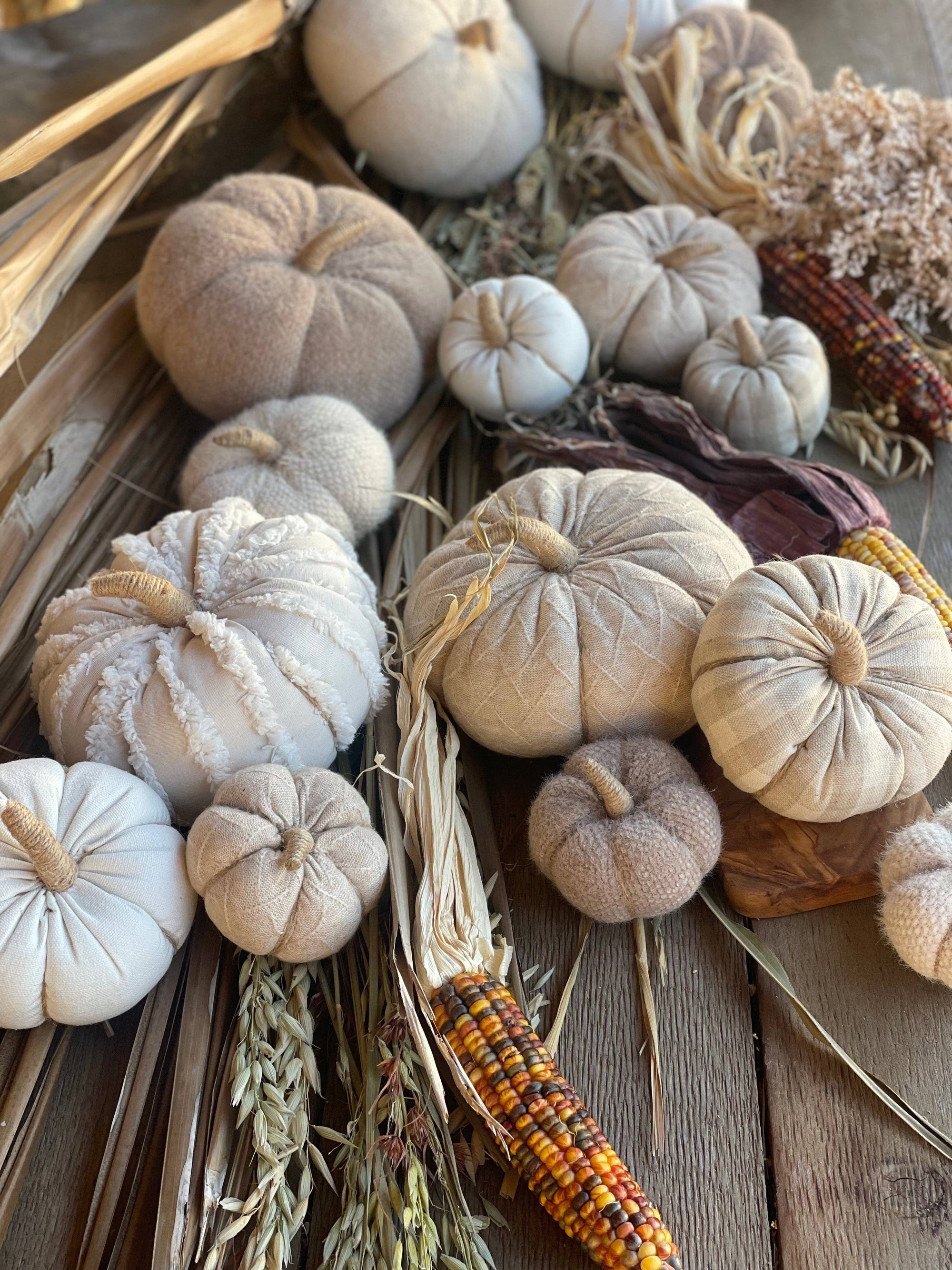 Medium Tan Diamond Fall Fabric Pumpkin