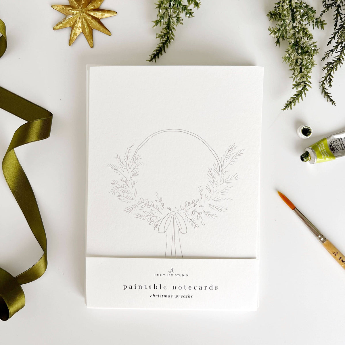Wreaths paintable watercolor notecard set