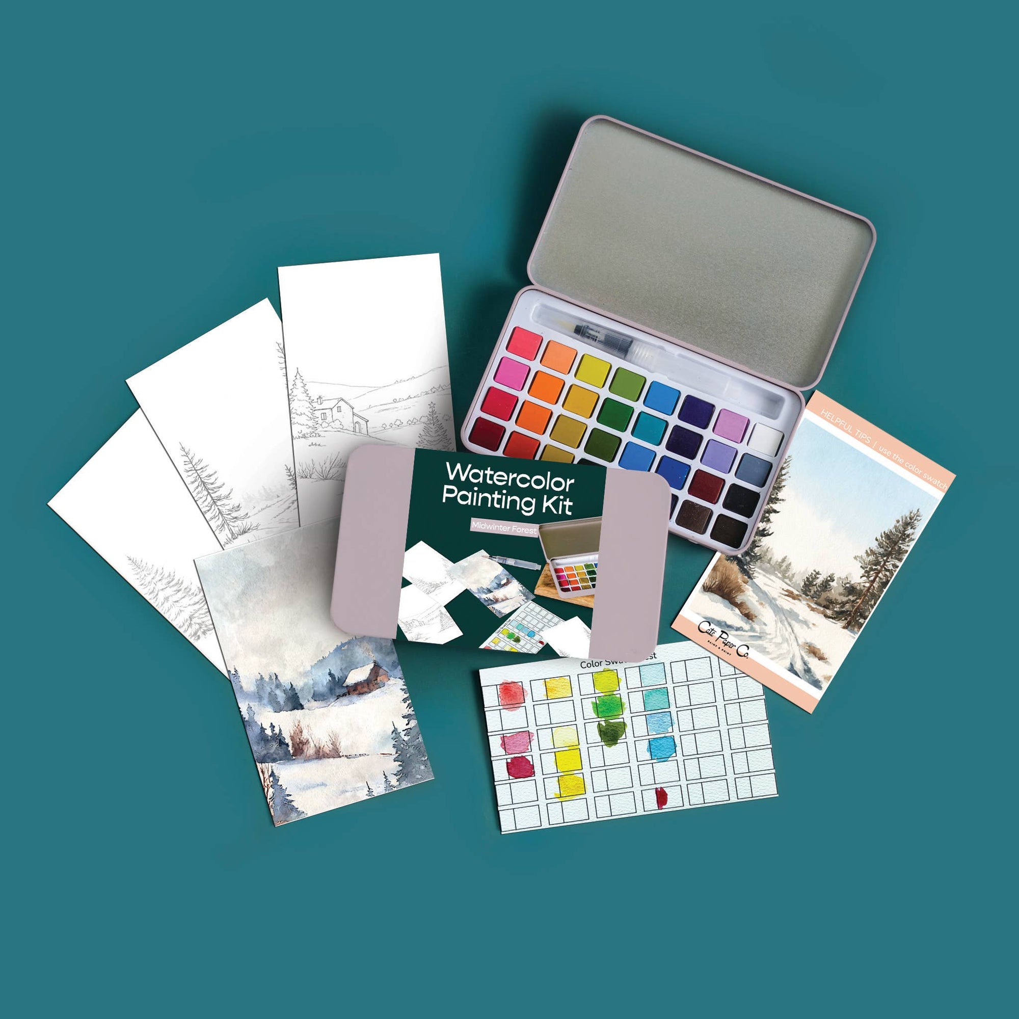 Midwinter Forest watercolor painting kit
