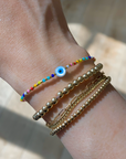Evil Eye Beaded Bracelet, Rainbow