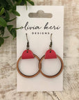 Wood Hoops - Dark Coral