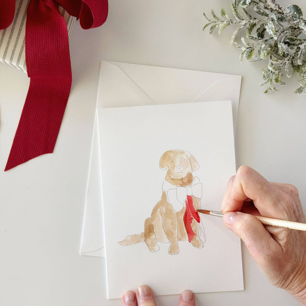 Festive friends paintable notecard