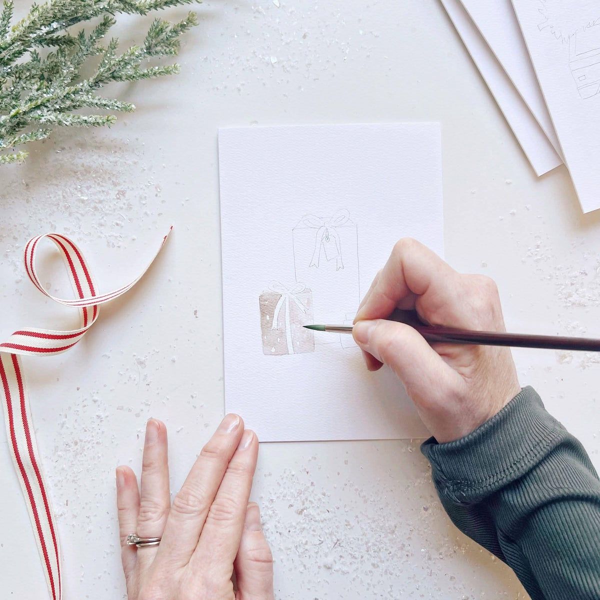 Christmas cheer paintable watercolor notecard set