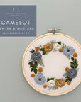 Hand Embroidery Kit - Camelot in Pewter & Mustard