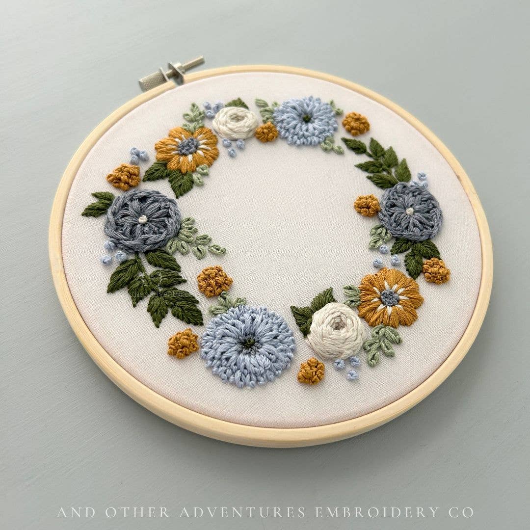 Hand Embroidery Kit - Camelot in Pewter &amp; Mustard