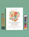 Meditative Art Workbook Gift Set with Watercolors & Brushes
