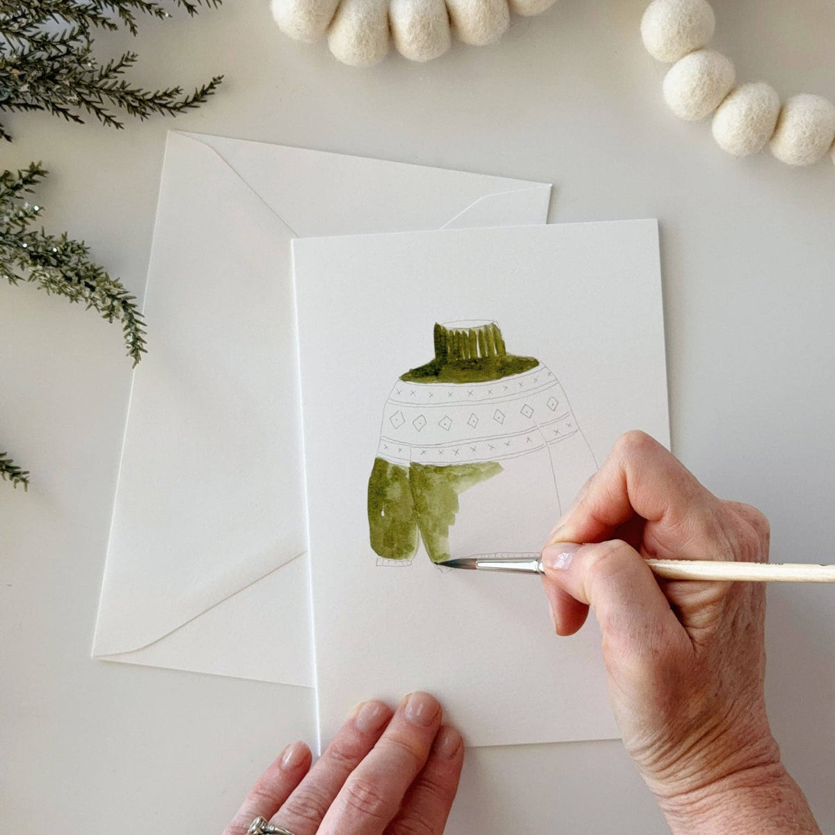 Warm + cozy paintable notecard