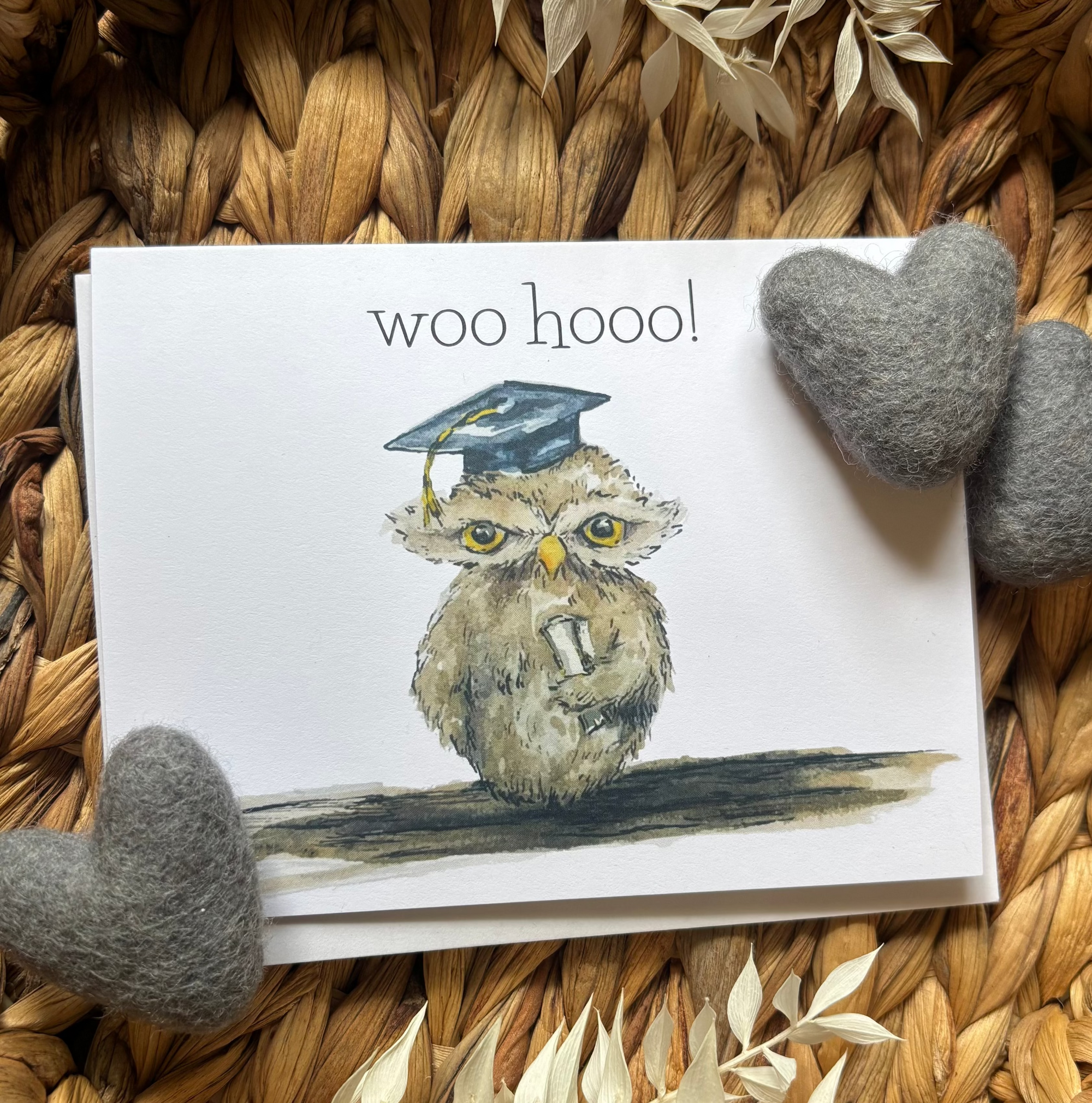 Handpainted Notecard-Graduation Owl