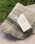 Green Stripe Heavyweight Linen Towel