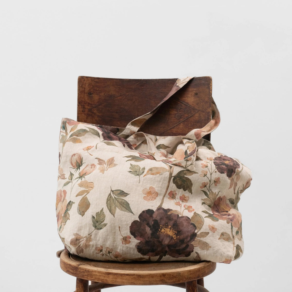 Linen Tote Bag - Vintage Roses