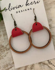 Wood Hoops - Dark Coral