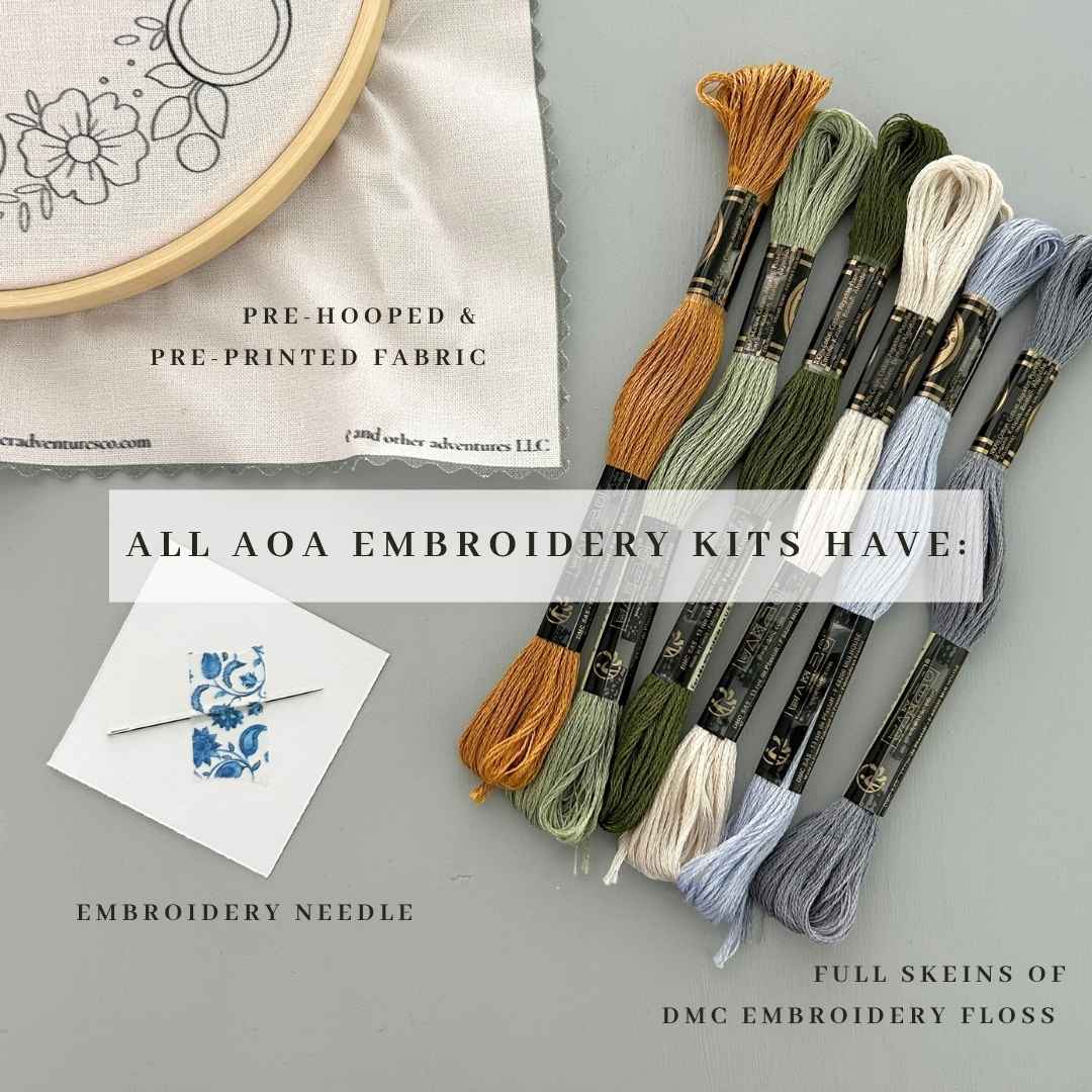 Hand Embroidery Kit - Camelot in Pewter &amp; Mustard
