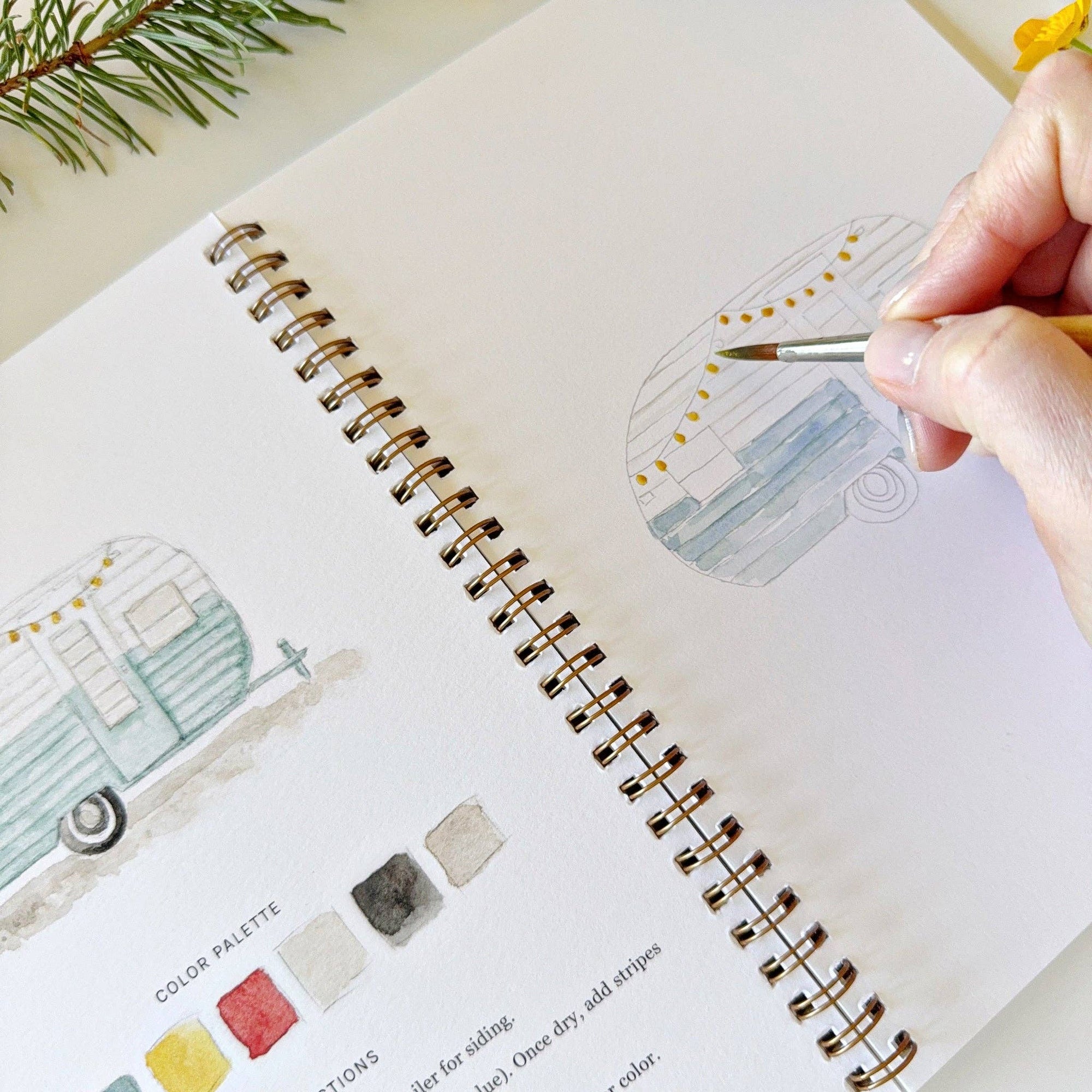 Emily Lex Camping watercolor workbook