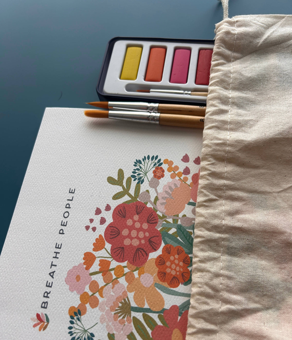 Meditative Art Workbook Gift Set with Watercolors &amp; Brushes