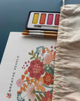 Meditative Art Workbook Gift Set with Watercolors & Brushes
