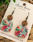 Nora - Bora Bora Floral Cork on Leather Dangle Earrings
