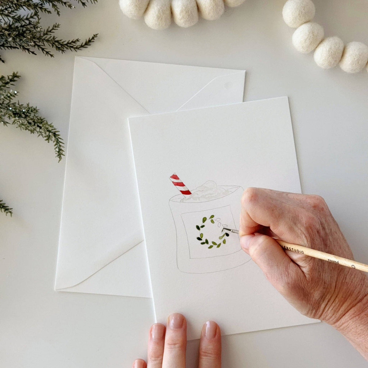 Warm + cozy paintable notecard