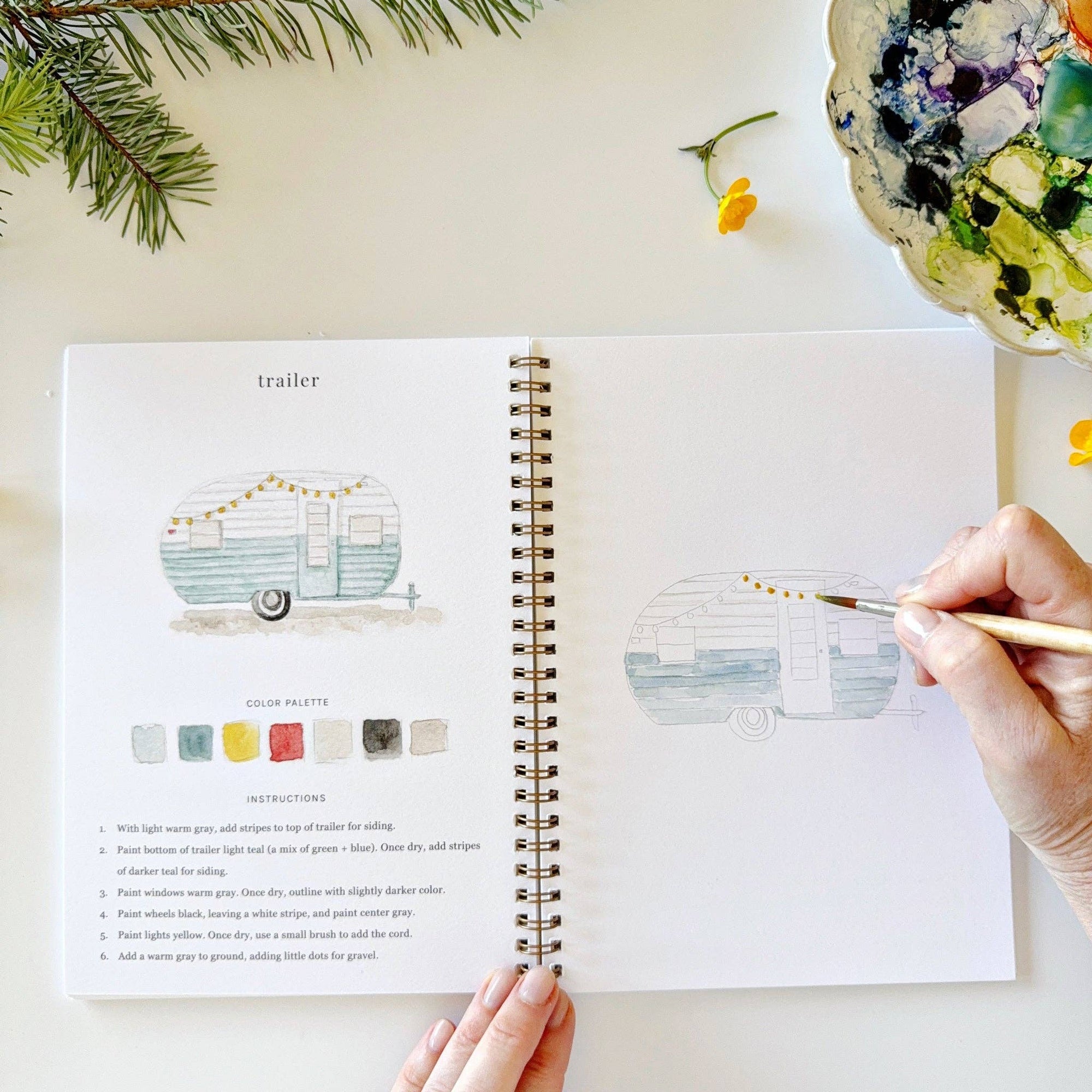 Emily Lex Camping watercolor workbook