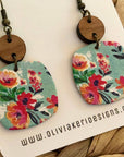 Nora - Bora Bora Floral Cork on Leather Dangle Earrings