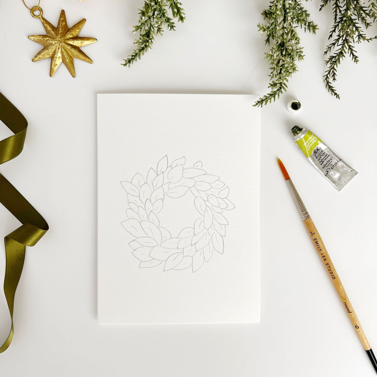 Wreaths paintable watercolor notecard set