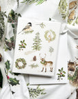 Evergreen christmas tea towel