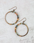Crisp Autumn Czech Glass, Crystal Hoop Earrings