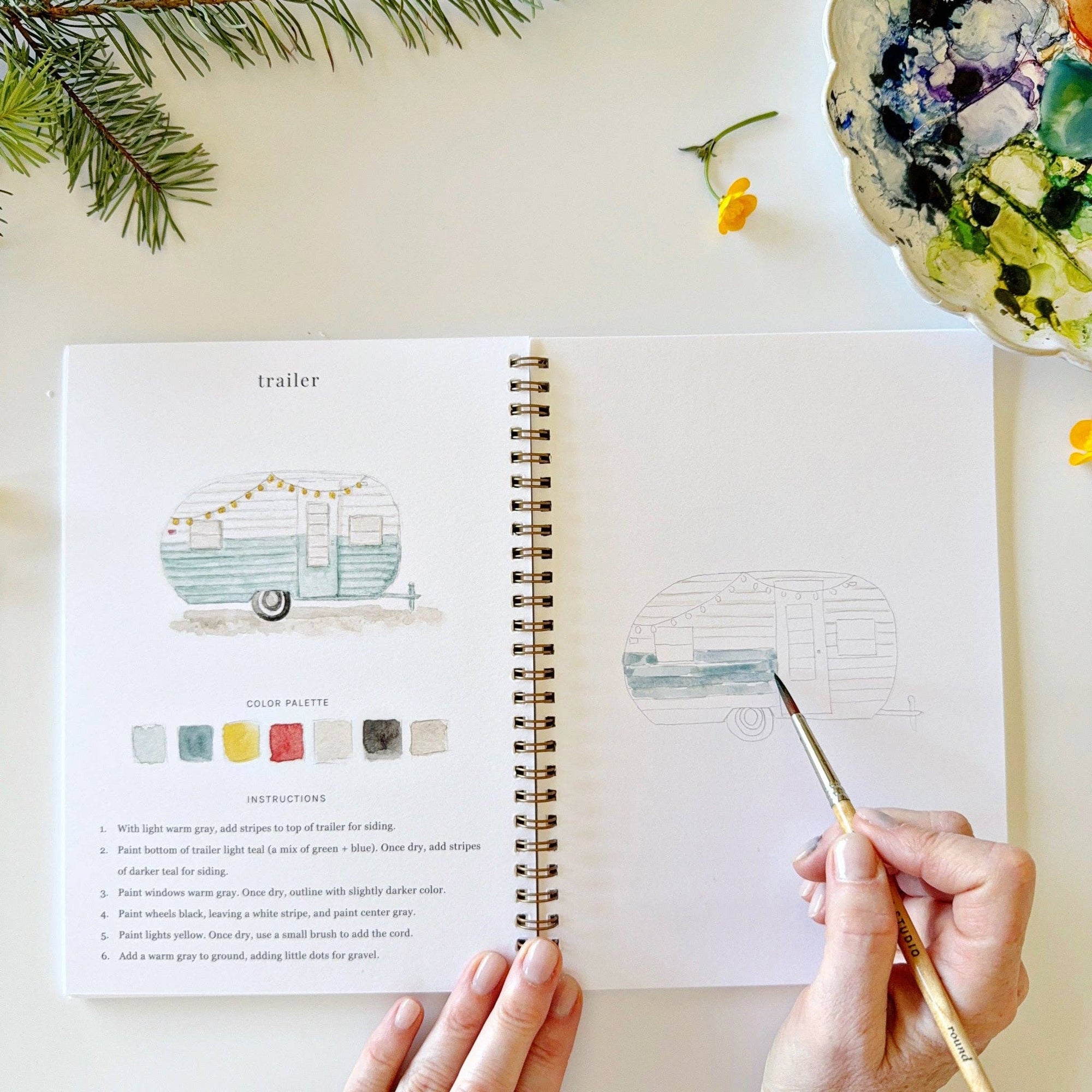 Emily Lex Camping watercolor workbook