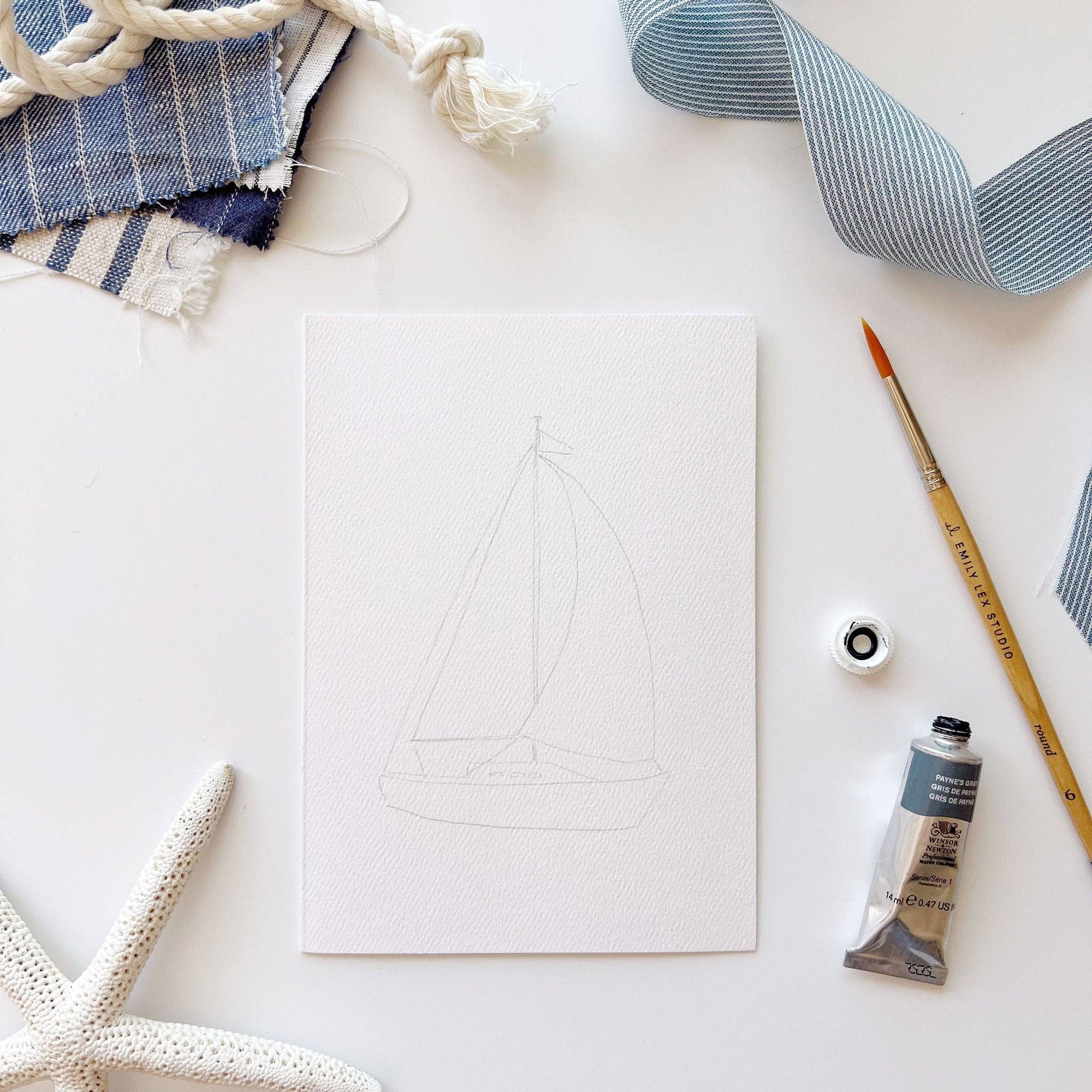 Seaside paintable notecard