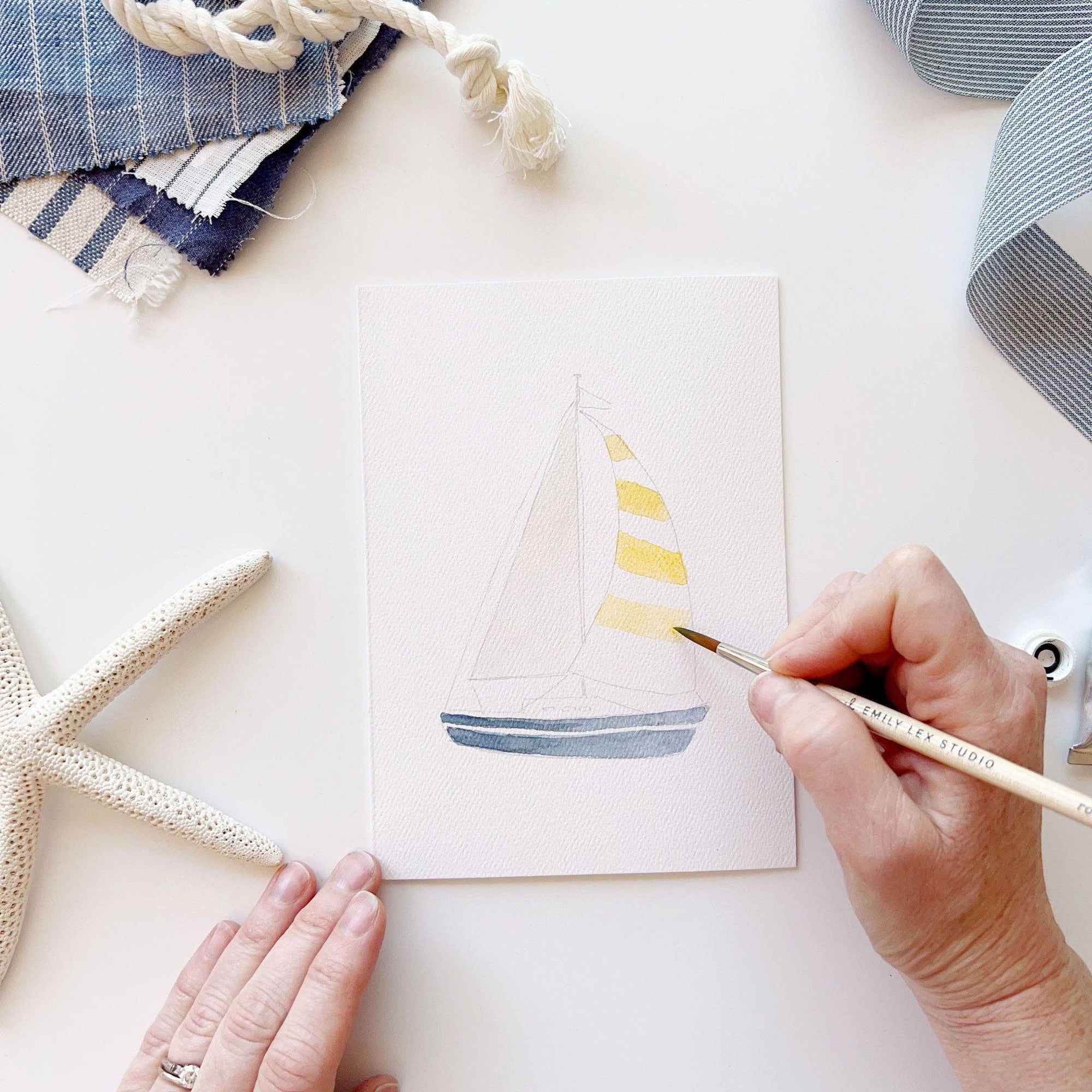 Seaside paintable notecard
