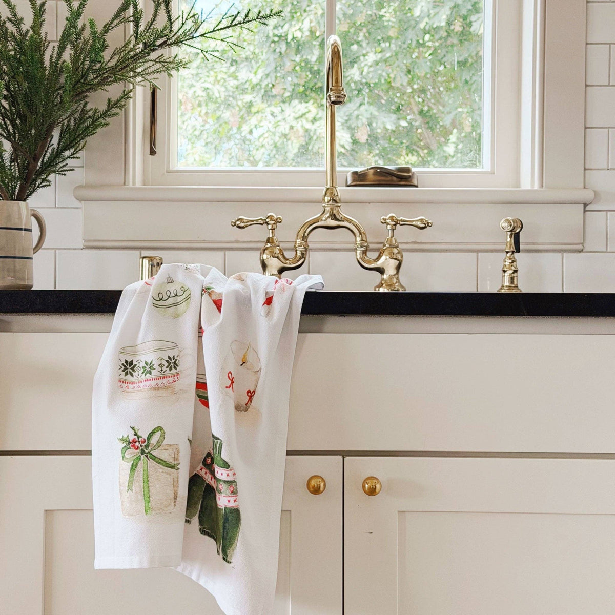 Classic christmas cotton tea towel