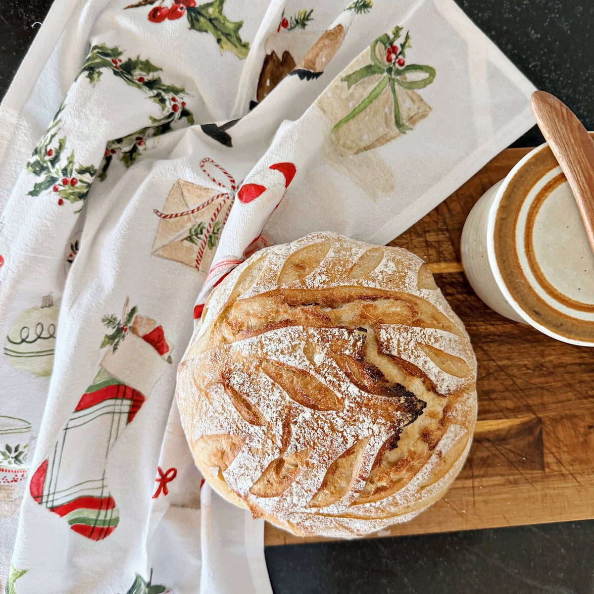 Classic christmas cotton tea towel
